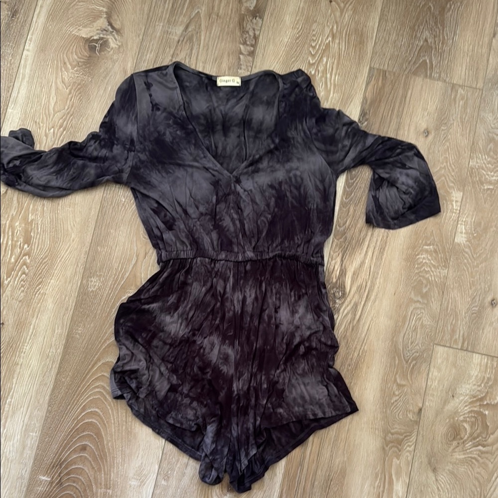 Black tie-dye romper